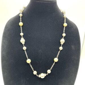 FauxPearls Necklace wit Silver Beads and Silver Tone chain